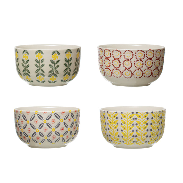 Hand-Stamped Stoneware Bowl