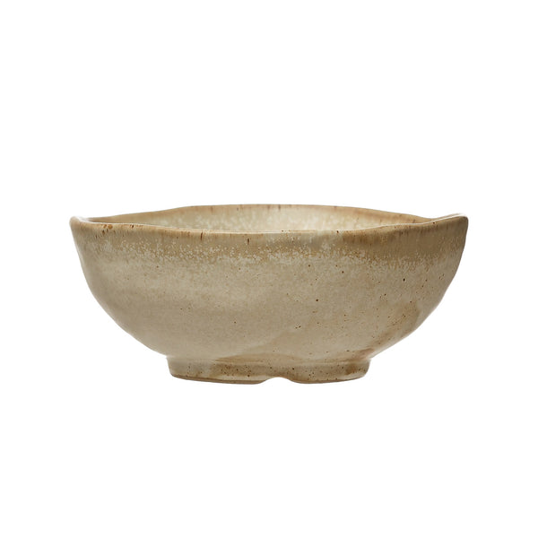 Stoneware Irregular Edge Bowl, Reactive Glaze