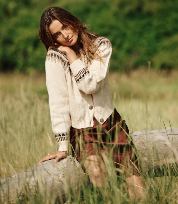 Doen Clarke Cardigan Oatmeal Olympia Fair Isle