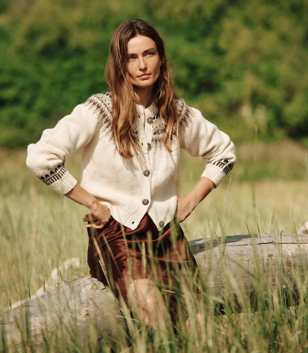 Doen Clarke Cardigan Oatmeal Olympia Fair Isle
