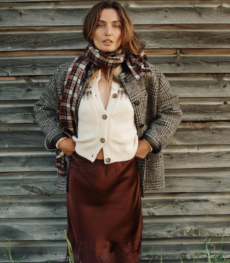 Doen Clarke Cardigan Oatmeal Olympia Fair Isle