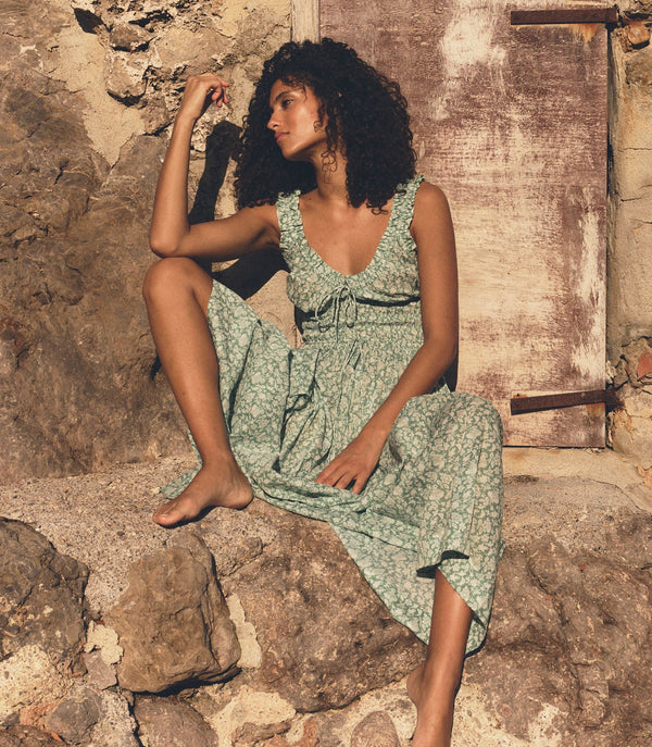 Doen Emmaretta Dress Peridot Tea Floral