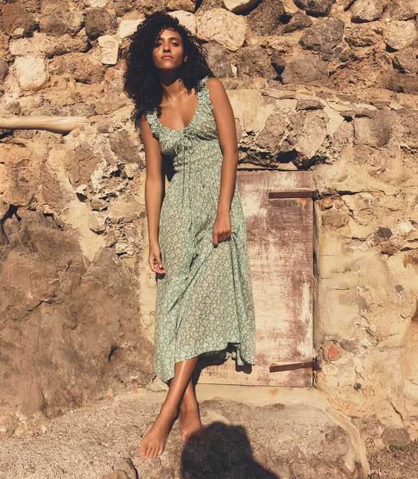 Doen Emmaretta Dress Peridot Tea Floral
