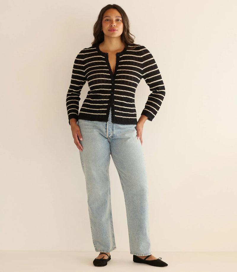 Doen Therese Cardigan Noir Allaire Stripe