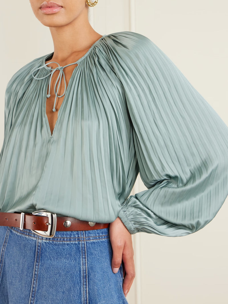 Ulla Johnson Electra Long Sleeve Blouse Sea Glass