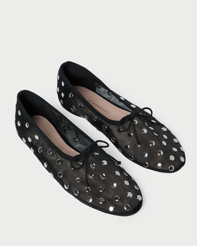 Loeffler Randall Landon Soft Mesh Ballet Flat Black/Silver