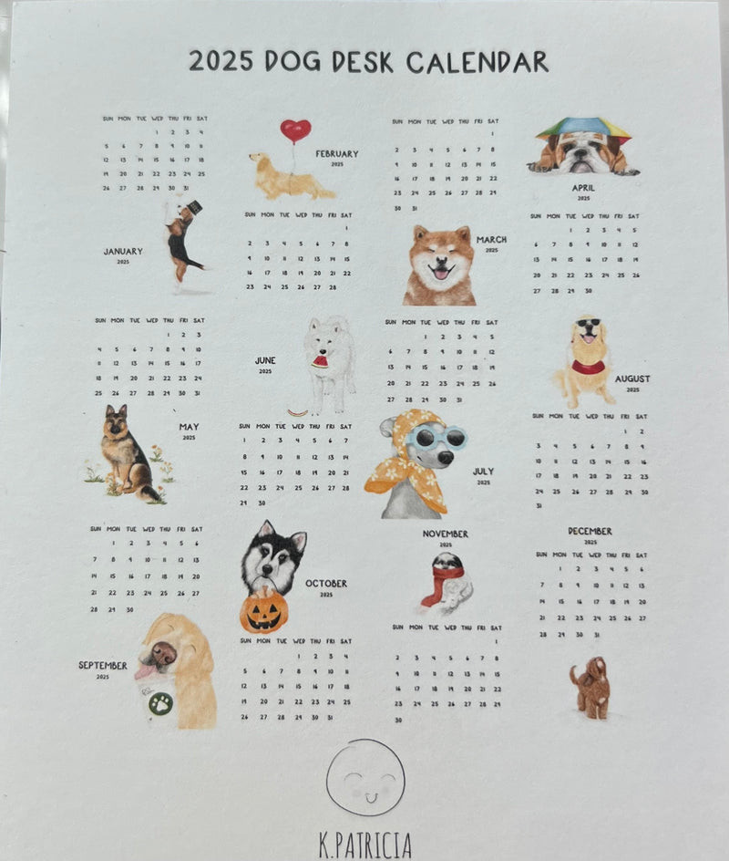 k.Patricia Designs Dog Calendar 2025