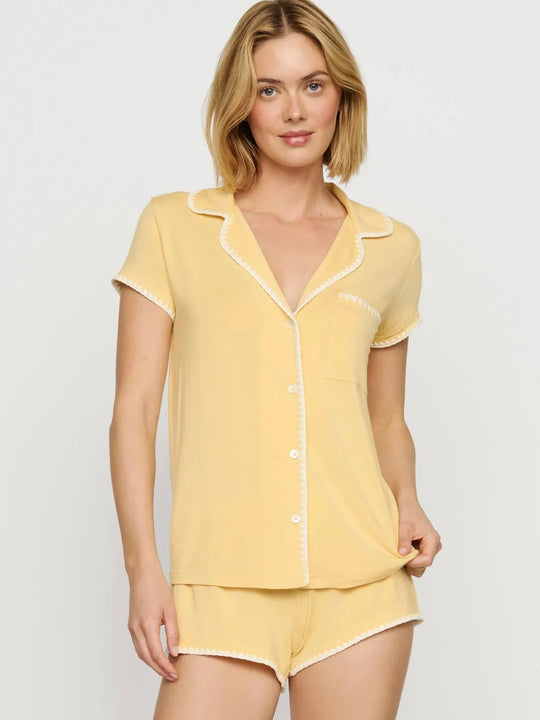 Eberjey Frida Shortie PJ - Sunbeam/Ivory