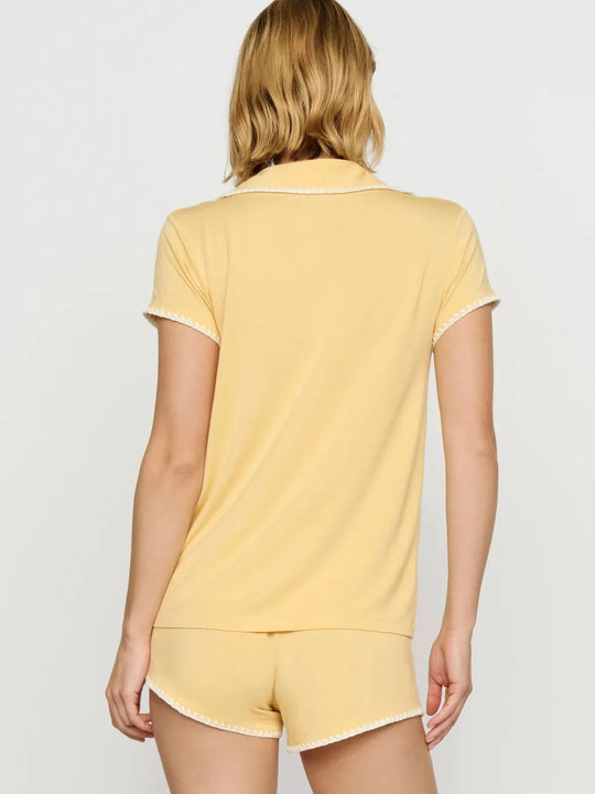 Eberjey Frida Shortie PJ - Sunbeam/Ivory