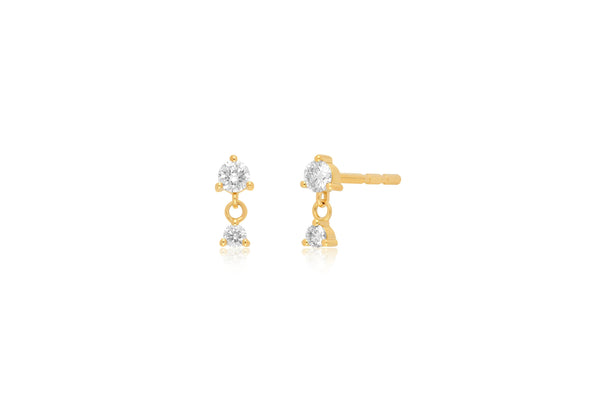 EF Collection Prong Set Diamond Dangle Stud (Single)