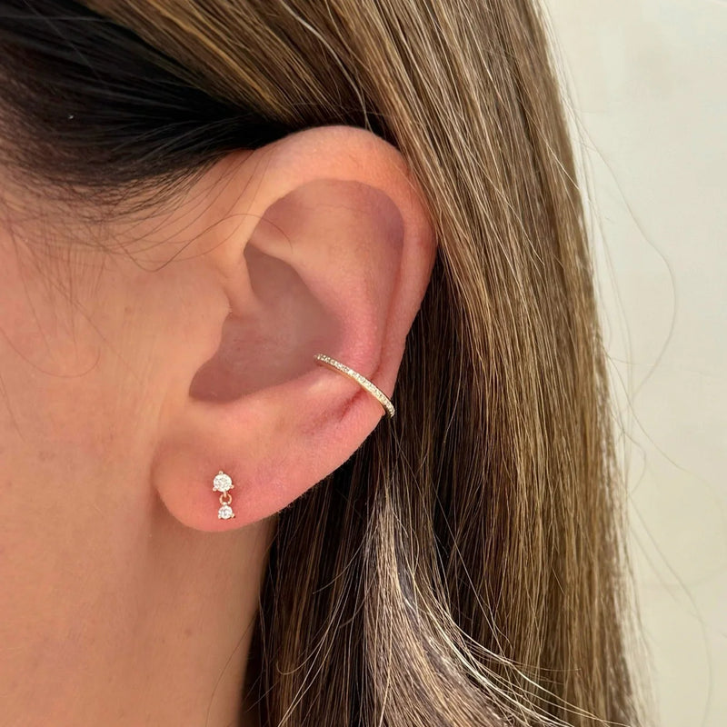 EF Collection Prong Set Diamond Dangle Stud (Single)