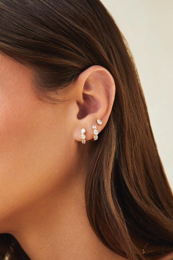 EF Collection Bezel Set Oval Diamond Huggie Earrings