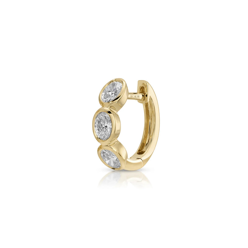 EF Collection Bezel Set Oval Diamond Huggie Earrings
