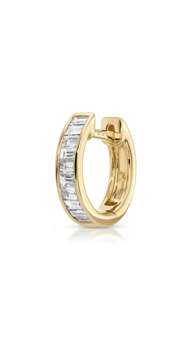 EF Collection Channel Set Baguette Diamond Huggie Earrings