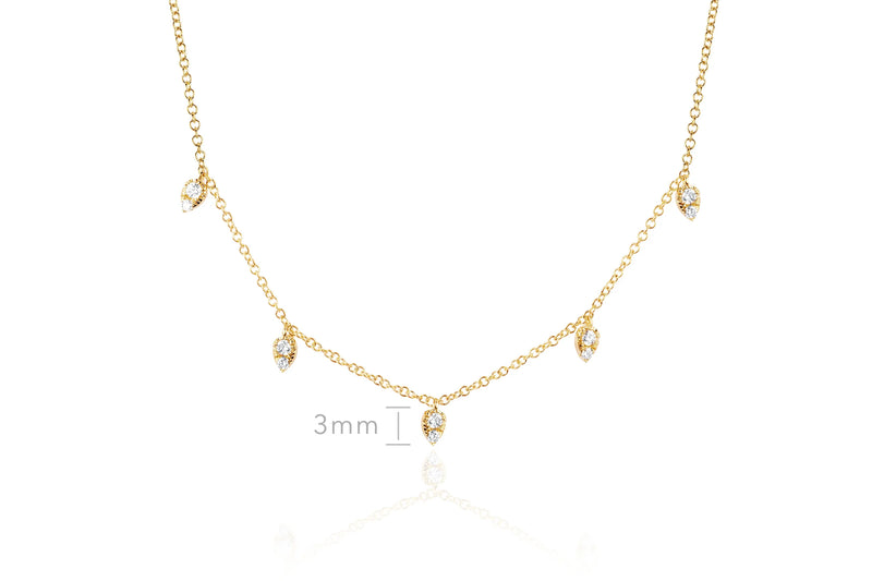 EF Collection Diamond 5 Teardrop Chocker Necklace