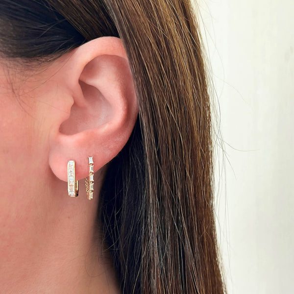 EF Collection Diamond Baguette Jumbo Lola Hoop Earrings