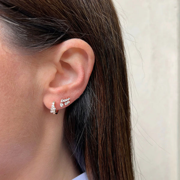 EF Collection Diamond Cluster Mini Huggie Earring