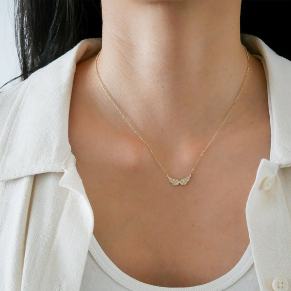EF Collection Diamond Double Angel Wing Necklace