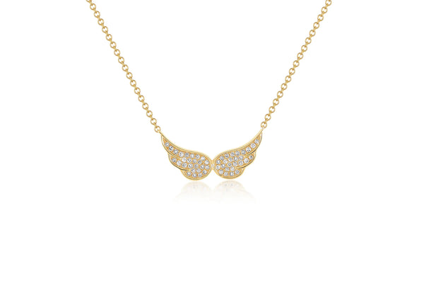 EF Collection Diamond Double Angel Wing Necklace
