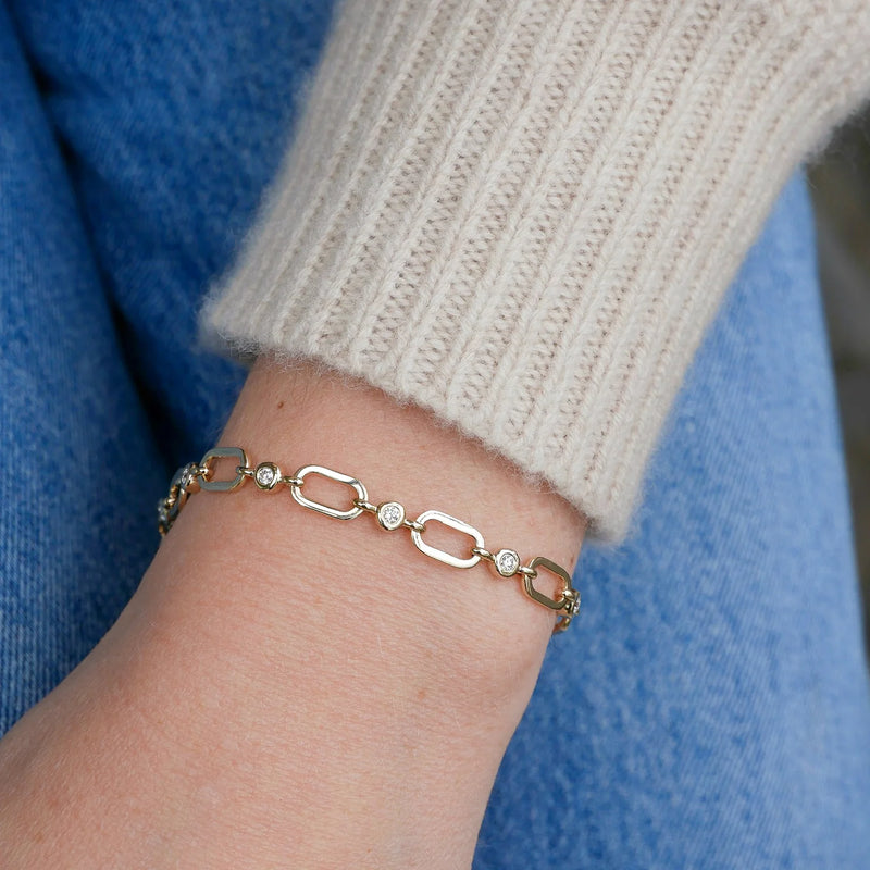 EF Collection Diamond Pillow Jumbo Link Chain Bracelet