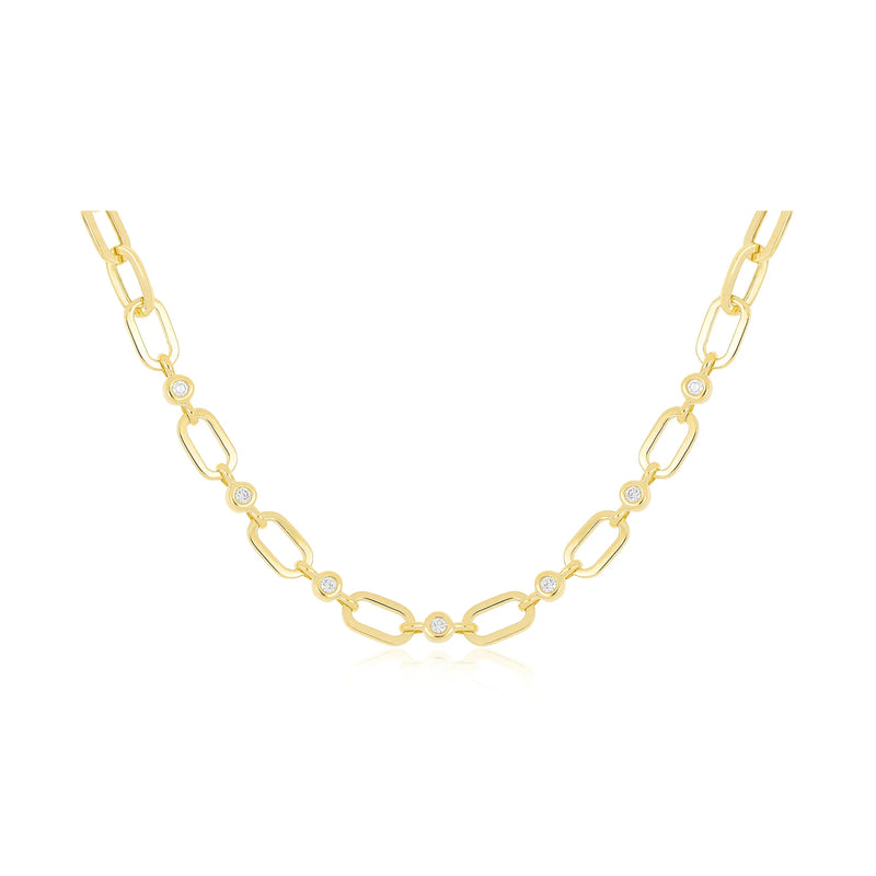 EF Collection Diamond Pillow Jumbo Link Chain Necklace