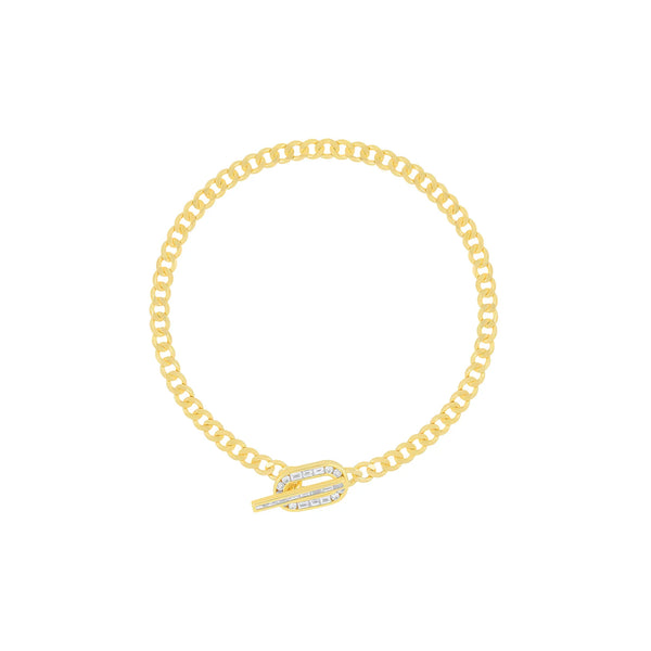 EF Collection Diamond Toggle Curb Chain Bracelet