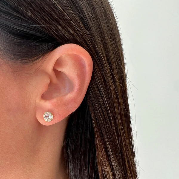 EF Collection Diamond White Quartz Stud Earring