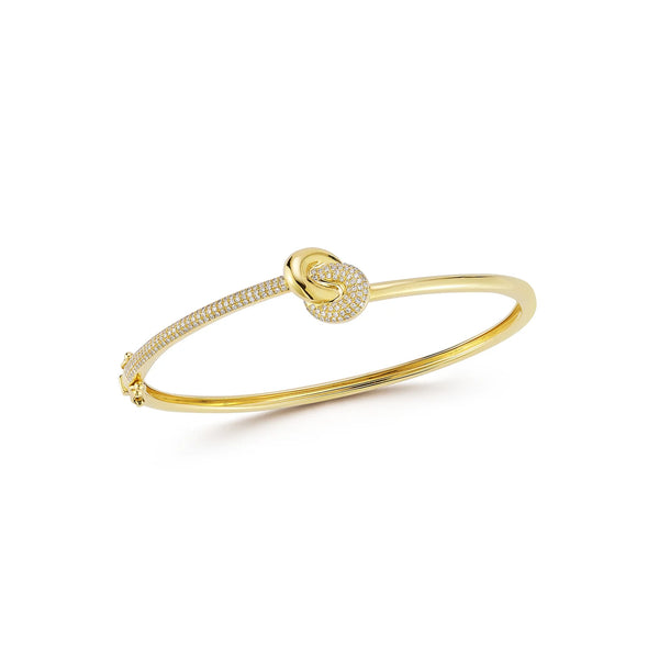 EF Collection Diamond and Gold Jumbo Love Knot Bangle Bracelet