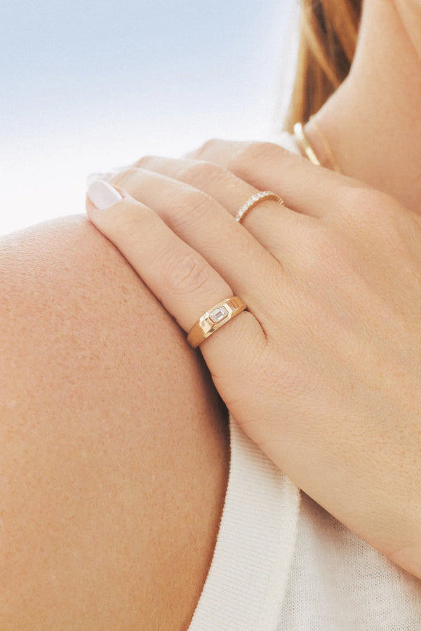 EF Collection Emerald Cut Diamond Signet Ring