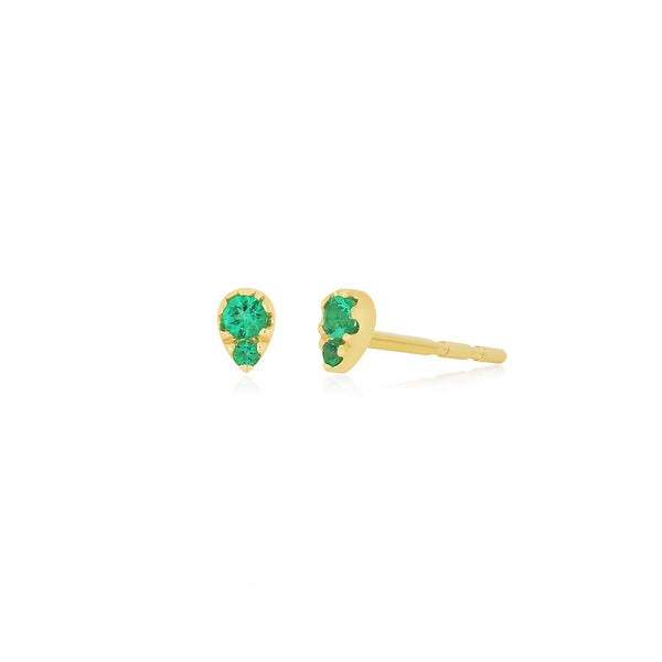 EF Collection Full Cut Emerald Mini Teardrop Stud Earring