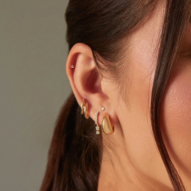 EF Collection Gold Dome Huggie Earring
