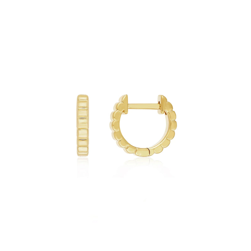 EF Collection Gold Fluted Mini Huggie Earring