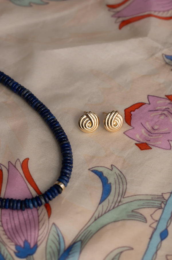 EF Collection Gold Swirl Stud Earrings