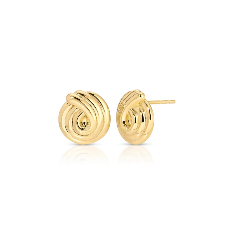 EF Collection Gold Swirl Stud Earrings