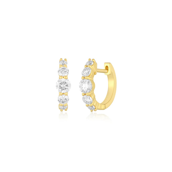 EF Collection Jumbo Prong Set Graduated Diamond Huggie Earring