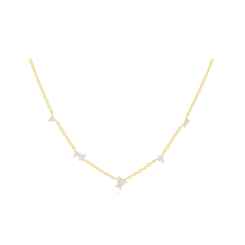 EF Collection Multi Diamond Cluster Necklace