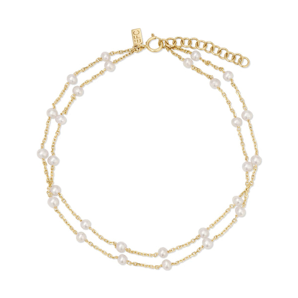 EF Collection Multi Pearl Double Chain Anklet
