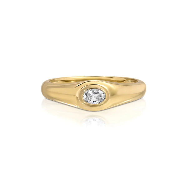 EF Collection Oval Diamond Signet Ring