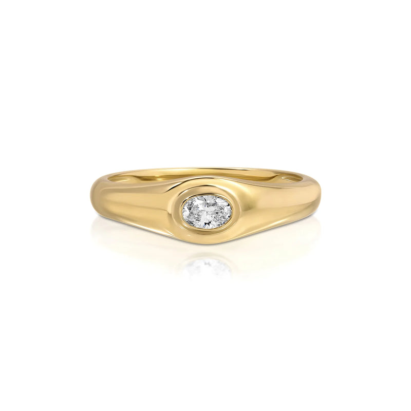 EF Collection Oval Diamond Signet Ring