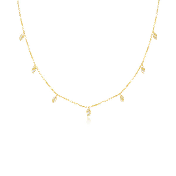 EF Collection Pave Diamond Multi Leaf Necklace