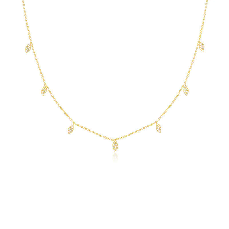 EF Collection Pave Diamond Multi Leaf Necklace