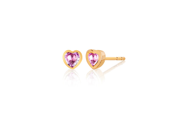 EF Collection Pink Sapphire Heart Stud