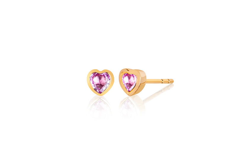 EF Collection Pink Sapphire Heart Stud