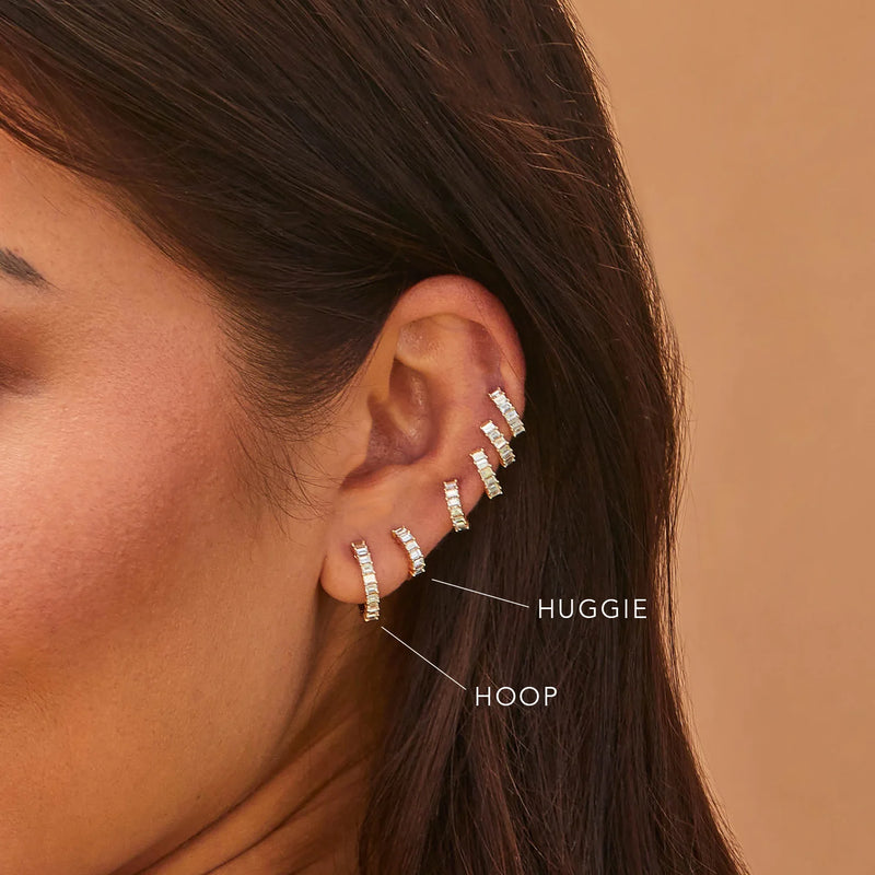 EF Collection Prong Set Diamond Baguette Hoop Earrings