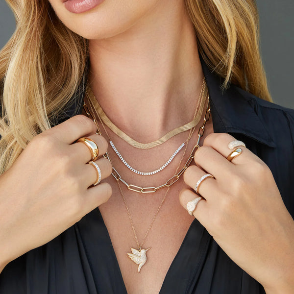EF Collection Prong Set Diamond Baguette Segment Necklace