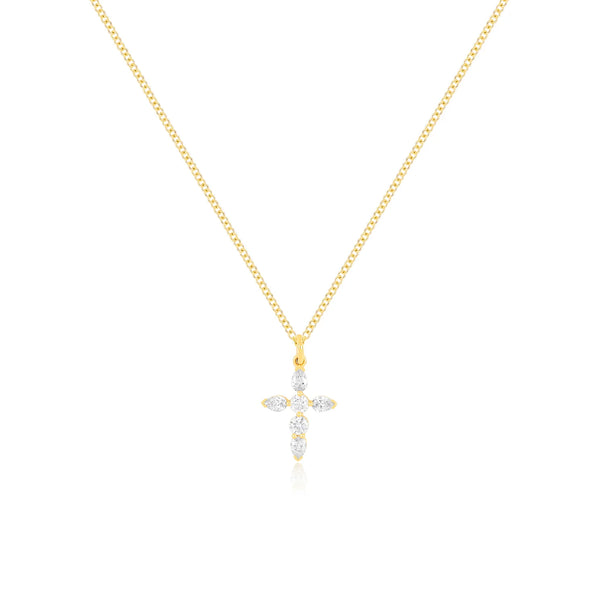 EF Collection Prong Set Diamond Cross Necklace