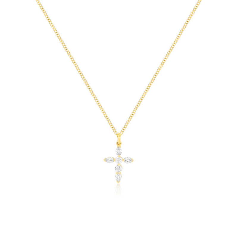 EF Collection Prong Set Diamond Cross Necklace