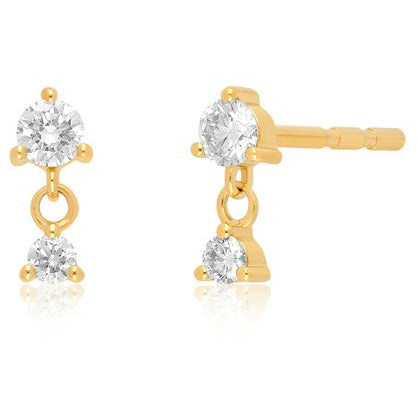 EF Collection Prong Set Diamond Dangle Stud (Single)