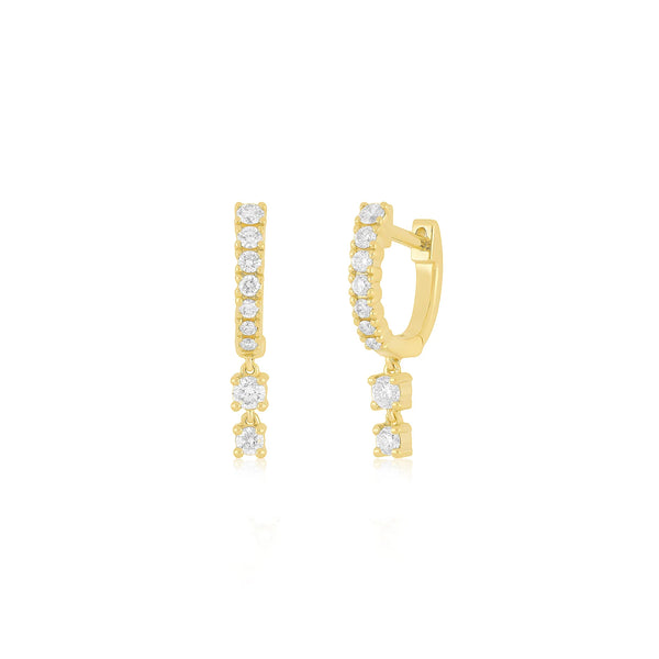 EF Collection Prong Set Double Drop Huggie Earring