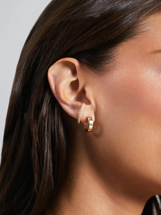 EF Collection Single Diamond Cuffed Stud Earring